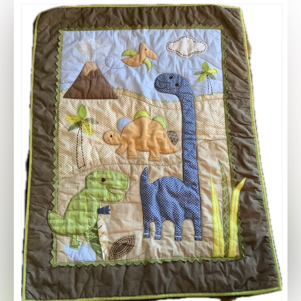 Vintage Whimsical Dinosaur Crib Quilt